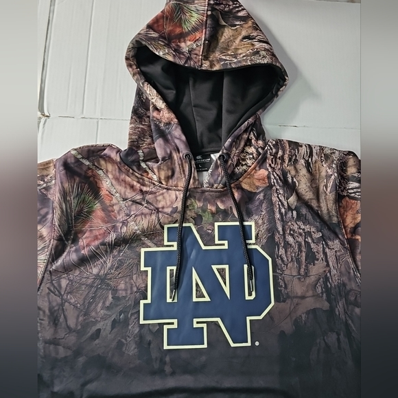 Notre Dame Fighting Irish Colosseum Black Mossy Oak Pullover Hoodie Men's Large - Picture 3 of 9